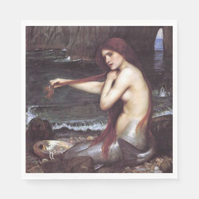 Guardanapo De Papel Uma Sereia de J W Waterhouse, 1901 (Frente)