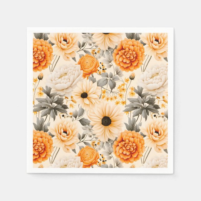 Guardanapo De Papel Uma Série de Design Floral de Outono 1 (Frente)