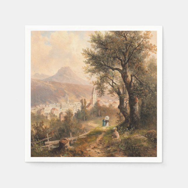 Guardanapo De Papel Uma Vista de Bad Aussee – Emil Barbarini (Frente)