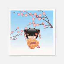 Ume Kokeshi Doll - Japonesa Geisha Girl Blue