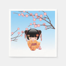 Guardanapo De Papel Ume Kokeshi Doll - Japonesa Geisha Girl Blue