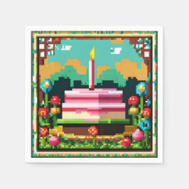 Guardanapo De Papel Un gâteau d'anniversaire en pixel art