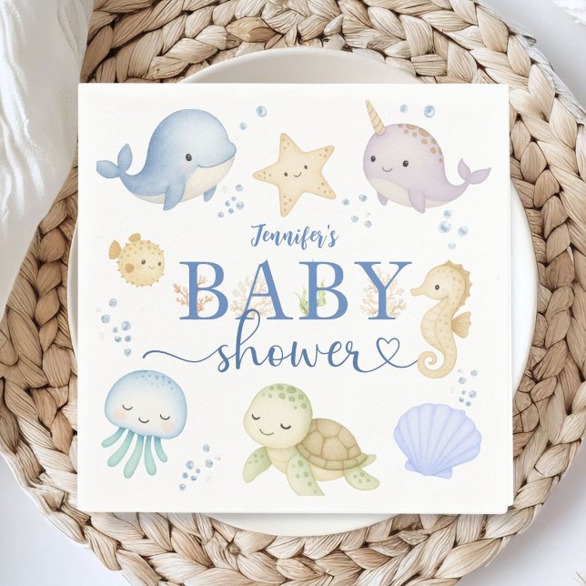 Guardanapo De Papel Under The Sea Baby Shower Boy Ocean Paper (Criador carregado)