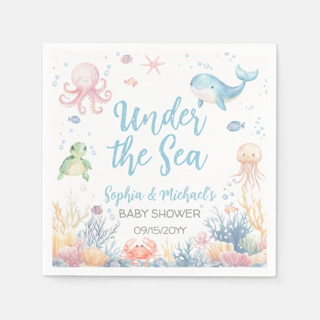 Guardanapo De Papel Under the Sea Baby Shower Party (Frente)