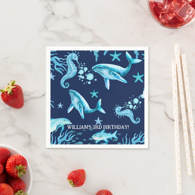 Guardanapo De Papel Under the Sea birthday invitation, ocean boy  (Insitu)