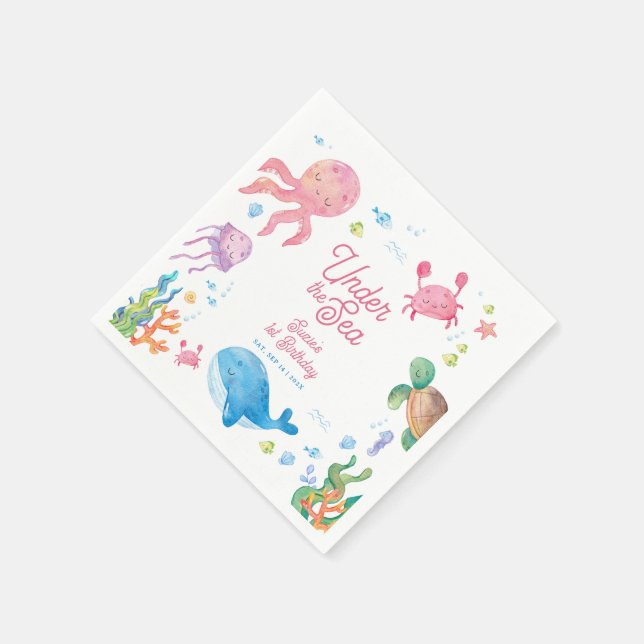 Guardanapo De Papel Under the Sea Kids 1st Birthday (Canto)
