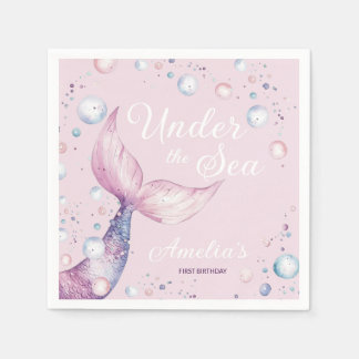 Guardanapo De Papel Under the Sea Mermaid First Birthday Party