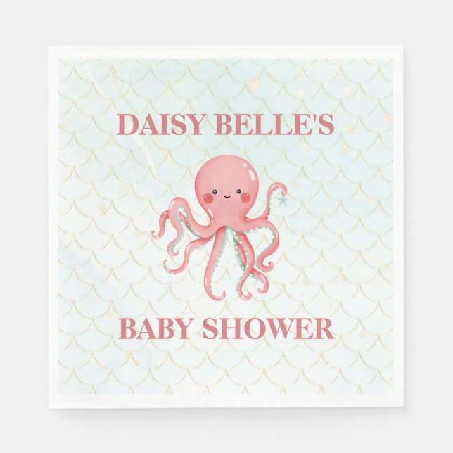 Guardanapo De Papel Under The Sea Mermaid Girls Baby Shower (Frente)
