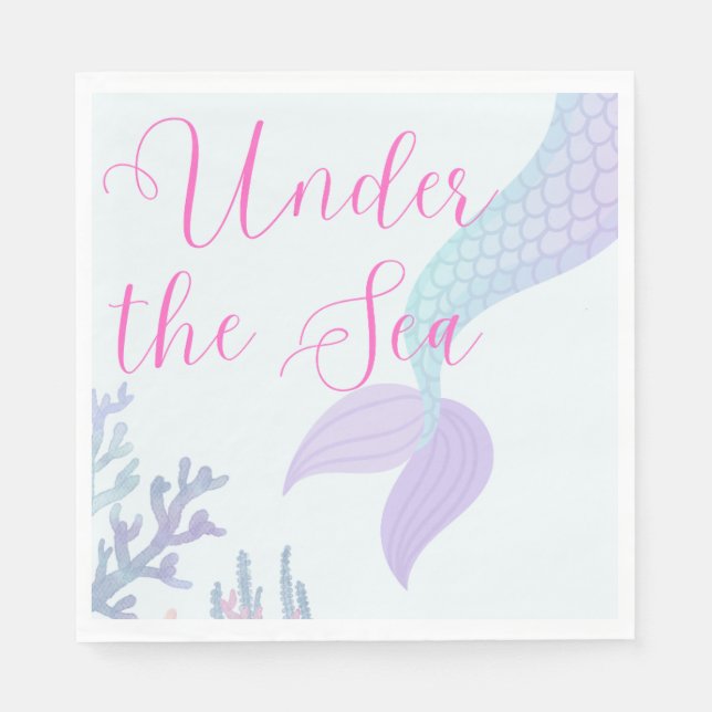 Guardanapo De Papel Under the Sea Mermaid Napkins (Frente)