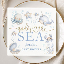 Guardanapo De Papel Under The Sea Ocean Baby Shower Boy Blue Paper
