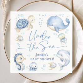 Guardanapo De Papel Under The Sea Ocean Baby Shower Boy Dusty Blue