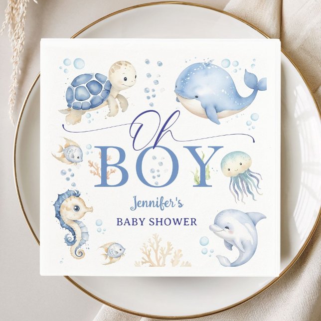 Guardanapo De Papel Under The Sea Ocean Baby Shower Boy Paper Napkins (Criador carregado)