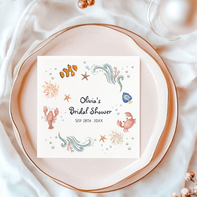 Guardanapo De Papel Under the Sea She's a Catch Bridal Shower Cocktail (Criador carregado)