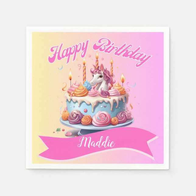 Guardanapo De Papel Unicorn 5 Birthday Napkins (Frente)