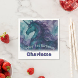 Guardanapo De Papel Unicorn Aniversário Napkin - Estilo de Tinta Álcoo