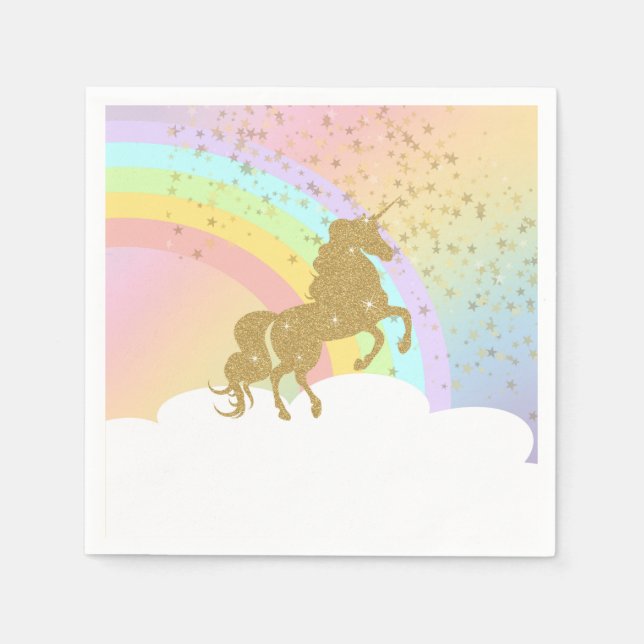 Guardanapo De Papel Unicorn Birthday Napkin - Unicórnio Dourado (Frente)