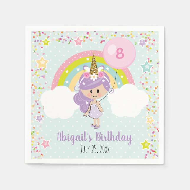 Guardanapo De Papel Unicorn Birthday Napkins (Frente)