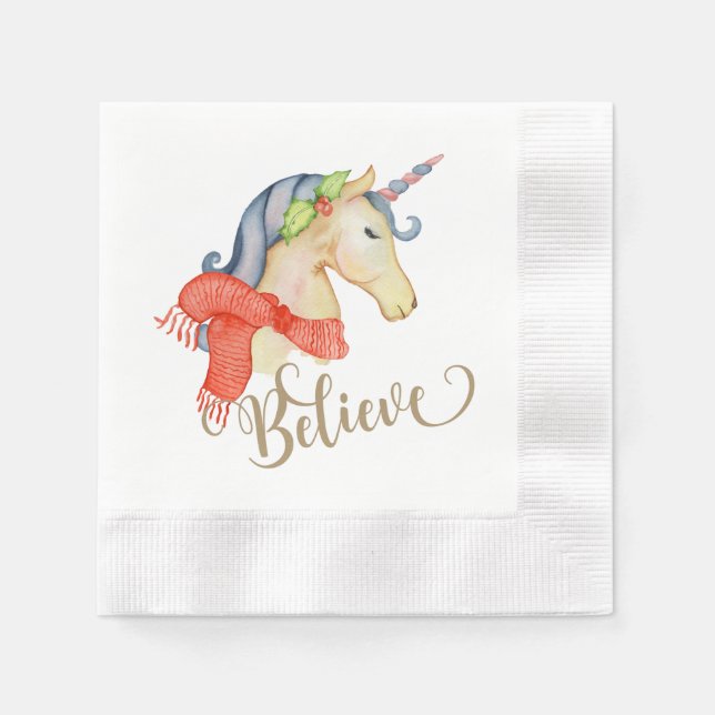 Guardanapo De Papel Unicorn Christmas Napkin (Frente)