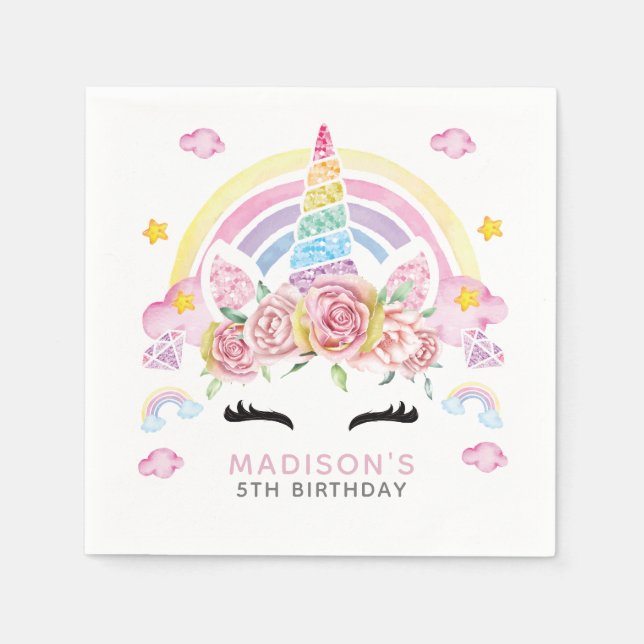 Guardanapo De Papel Unicorn Colorful Birthday (Frente)