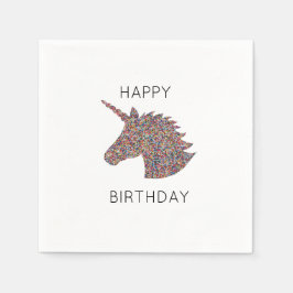 Guardanapo De Papel Unicorn Feliz Aniversário Rainbow Sprinkles Napkin