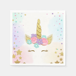 Guardanapo De Papel Unicorn Papel Napkin Rosa Dourado Aniversário Mági