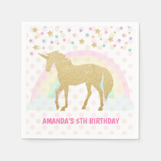 Guardanapo De Papel Unicorn Paper Napkins, Dourado Unicorno Napkins
