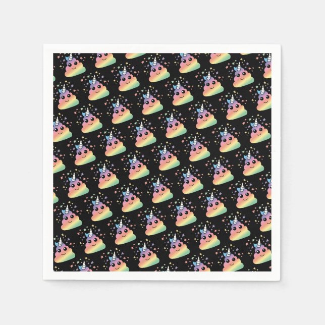 Guardanapo De Papel Unicorn Rainbow Poop Emoji (Frente)