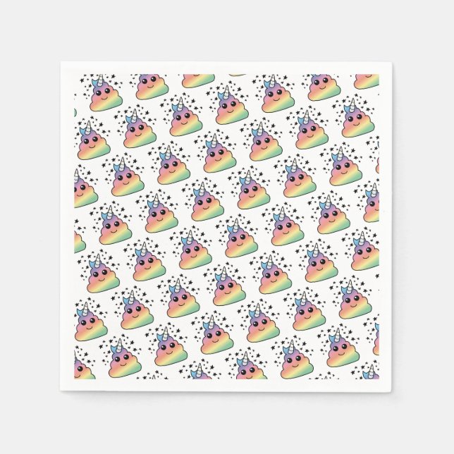 Guardanapo De Papel Unicorn Rainbow Poop Emoji (Frente)