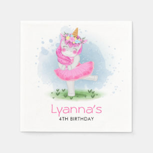 Guardanapo De Papel Unicorn Rosa Ballerina Watercolor Floral
