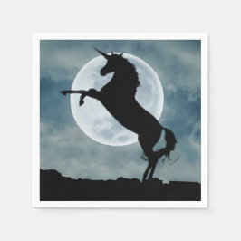 Guardanapo De Papel Unicorn Silhouette Full Moon Night Sky, ZKOA