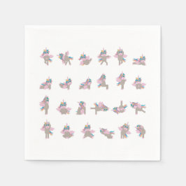 Guardanapo De Papel Unicorn Yoga Poses Pattern Design