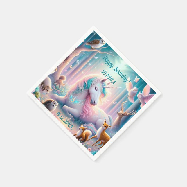 Guardanapo De Papel Unicórnio, Bebê/ Crianças, Nome Personalizado de A (Canto)