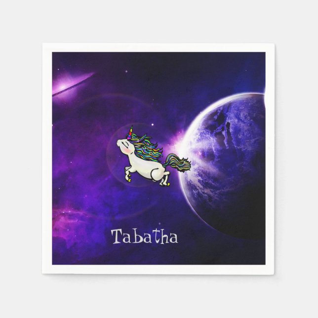 Guardanapo De Papel Unicórnio Espacial Inter-Galáctico Personalizado (Frente)