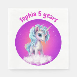 Guardanapo De Papel Unicórnio na nuvem com céu rosa vibrante