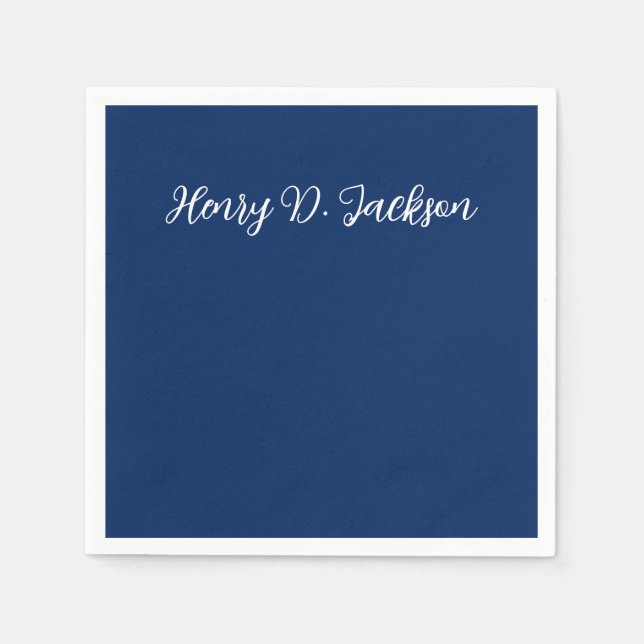 Guardanapo De Papel Unique Navy Blue Classical Handwriting Plain (Frente)