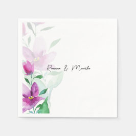 Guardanapo De Papel Uniquidade De Flores Violetas De Arte Por Aquarela