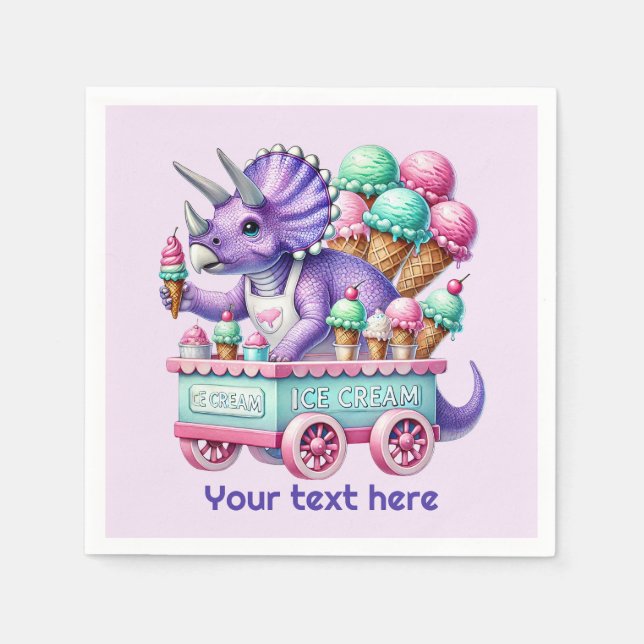 Guardanapo De Papel Unisex kids dinosaur ice cream party  (Frente)