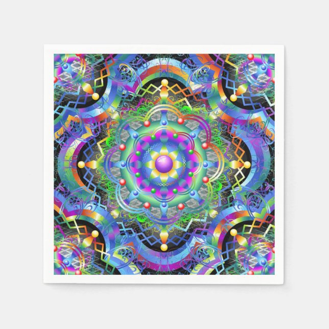 Guardanapo De Papel Universo Mandala Cores Psicodélicas (Frente)