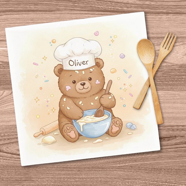 Guardanapo De Papel Ursa Teddy Chef Fofa (Criador carregado)