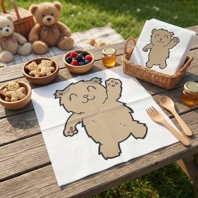 Guardanapo De Papel Urso Adorável Sorridente Acenando (Criador carregado)