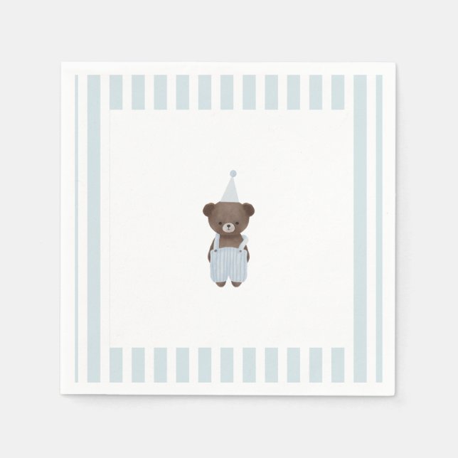 Guardanapo De Papel Urso branco azul-peludo (Frente)