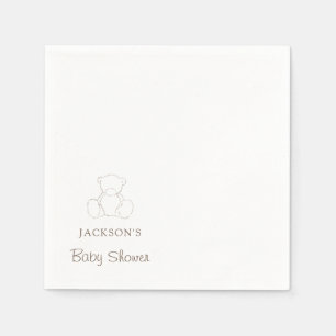 Guardanapo De Papel Urso Chá de fraldas Minimalista Neutro de Gênero