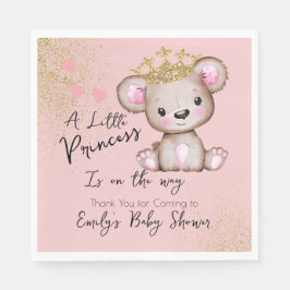 Guardanapo De Papel Urso Chá de fraldas Princesa Cintilante Rosa