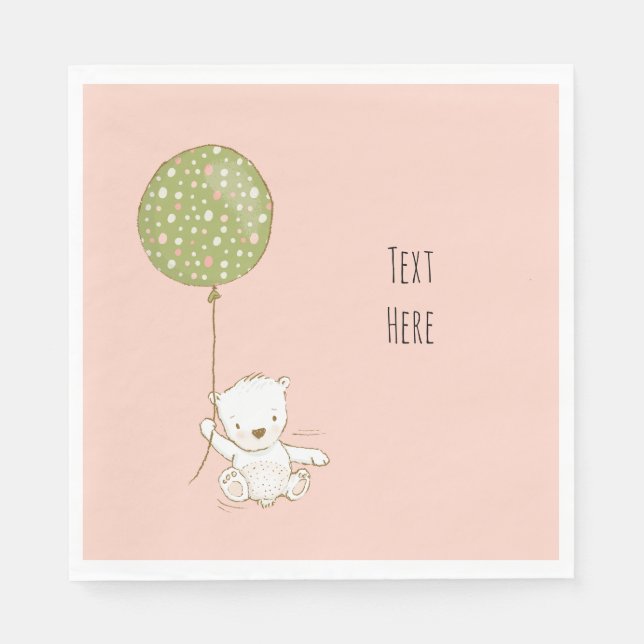 Guardanapo De Papel Urso de Napkin do Chá Personalizado com Balão (Frente)