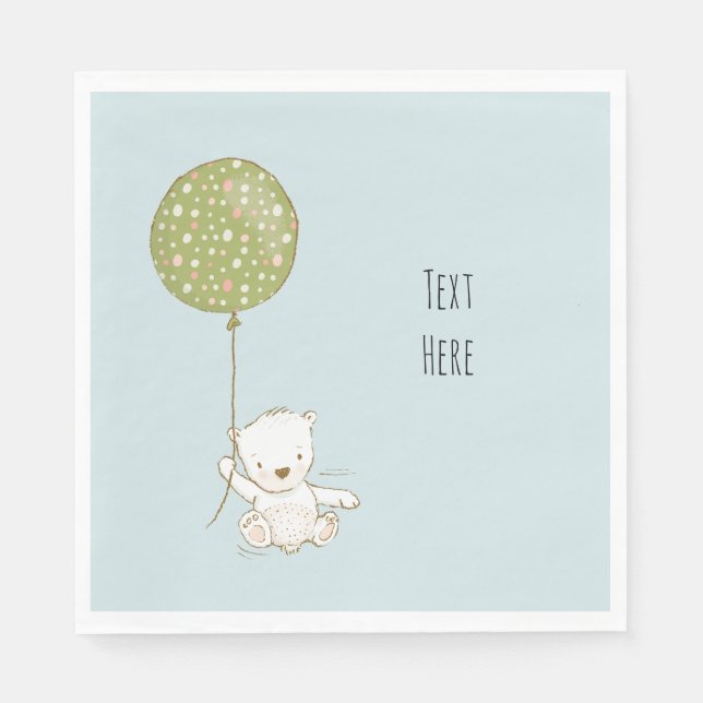 Guardanapo De Papel Urso de Napkin do Chá Personalizado com Balão (Frente)