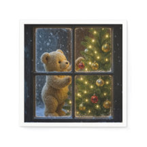 Urso de Natal decorando uma árvore