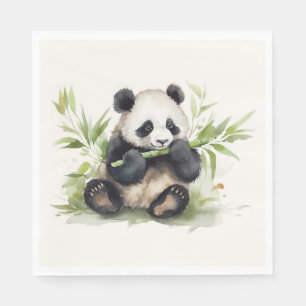 Guardanapo De Papel Urso De Panda Com Bambu