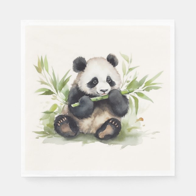 Guardanapo De Papel Urso De Panda Com Bambu (Frente)