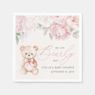 Guardanapo De Papel Urso de pelúcia Bearly Wait Peônia Chade de Bebê e