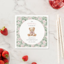 Urso de Pelúcia, Laço Rosa, Flores Rosas, Primeiro